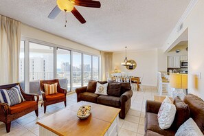 TV, offices - 2BR oceanfront condo with Gulf views (Miramar Beach)