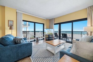 TV, fireplace - The Palms West 311 | Beachfront | Pools | My Beach Getaways (Orange Beach)