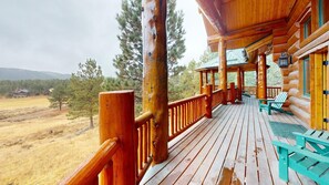 Terrace/patio - Golf Course View  | Game Room | Garage Access | View-Ti-Full Log Home (Angel Fire)
