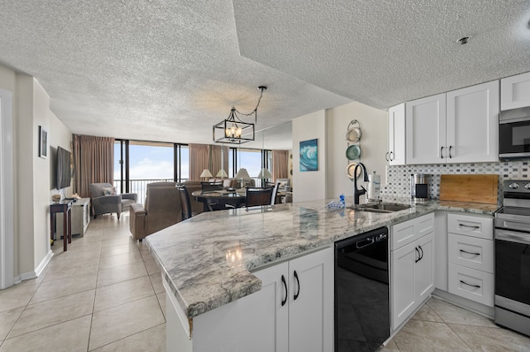 Fridge, microwave, oven, stovetop - Beach Colony • Updated Oceanfront 2BR/2BA w/ Balcony, Pools, Lazy River, Fireplace & More (Myrtle Beach)