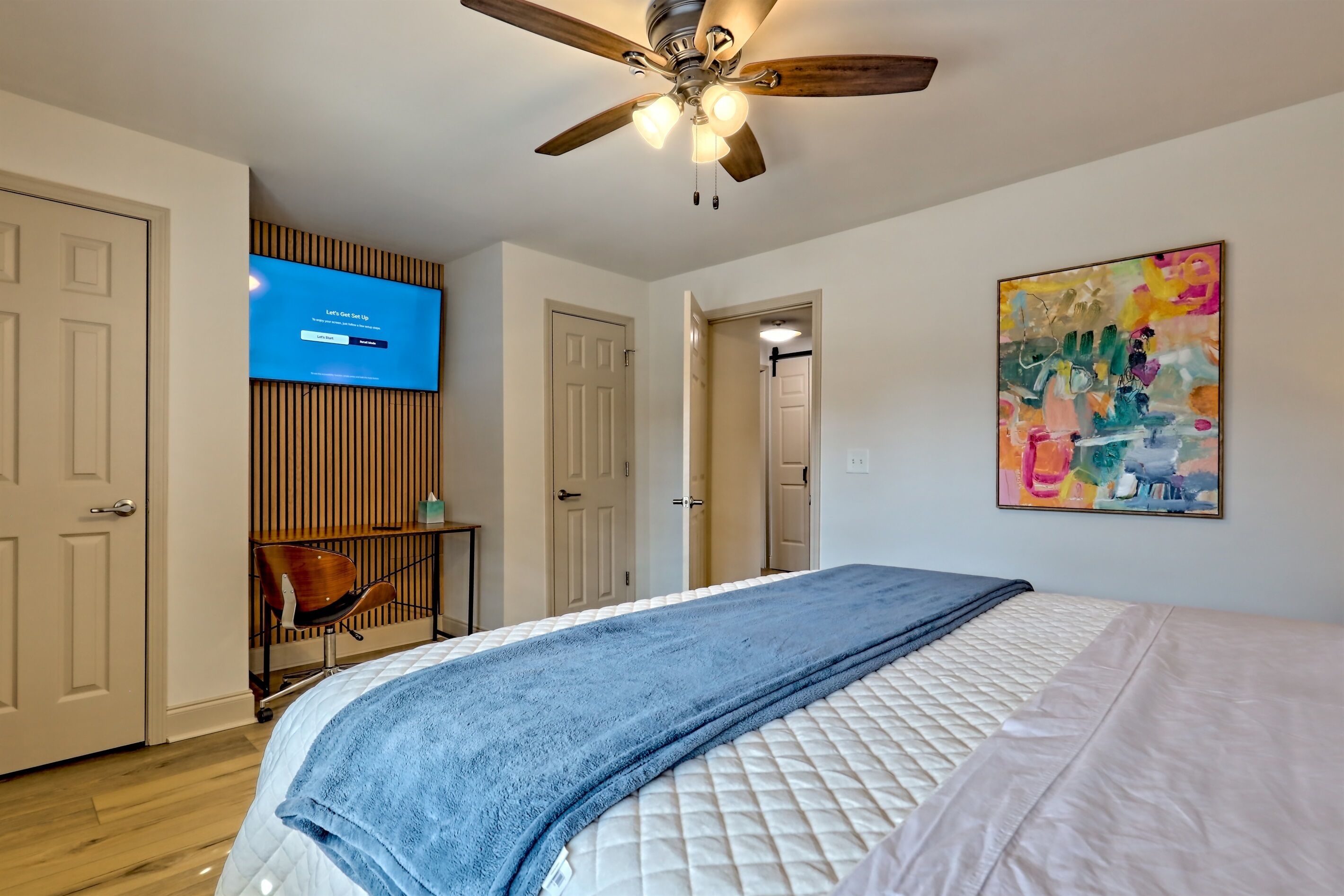 Desk, iron/ironing board, travel crib, free WiFi