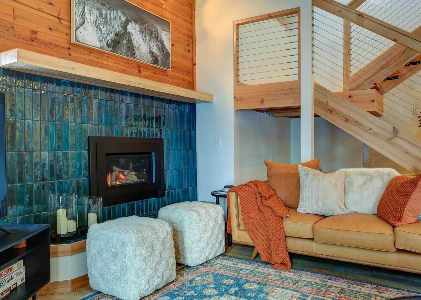 Smart TV, fireplace, video games, books