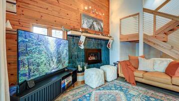 Smart TV, fireplace, video games, books