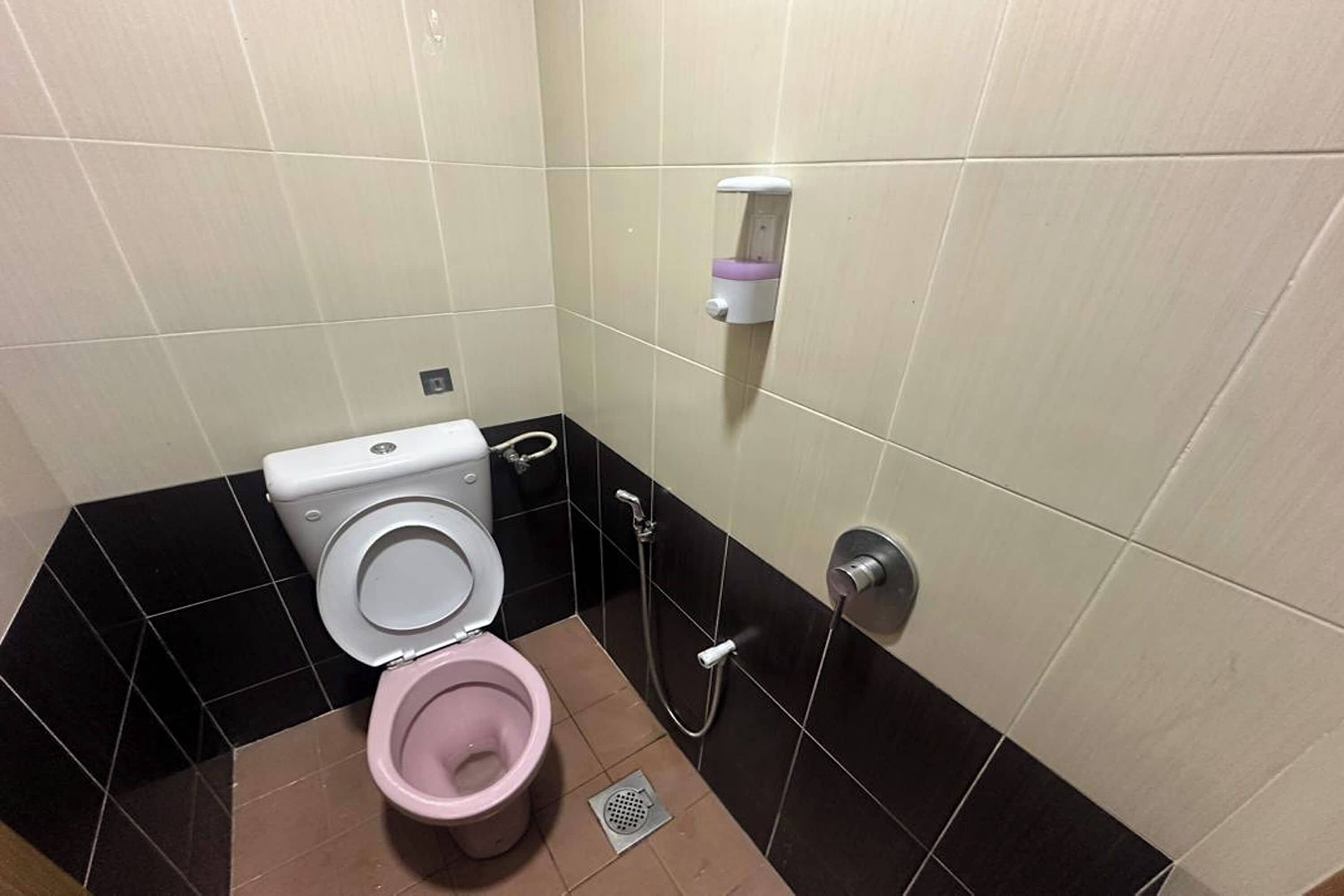 Un bagno piccolo con il water, un bidet e una doccia.
