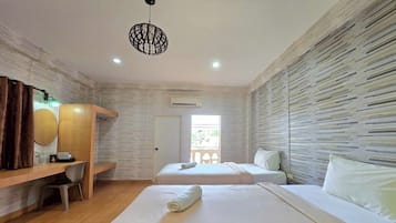 Desk, free WiFi, bed sheets