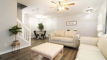 TV, fireplace, offices