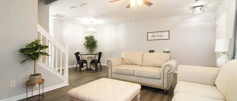 TV, fireplace, offices