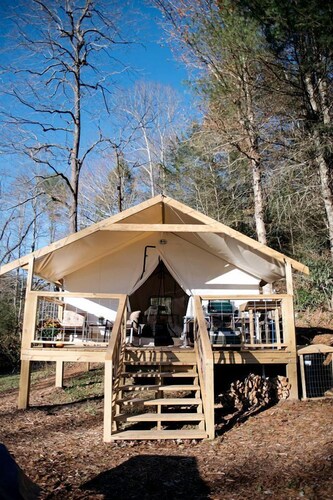 Heated North Carolina Glamping Rental Surrounded by Pisgah National Forest