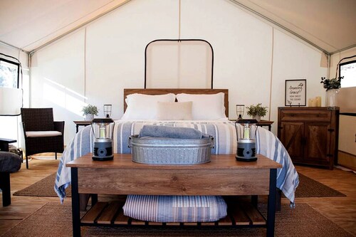 Heated North Carolina Glamping Rental Surrounded by Pisgah National Forest