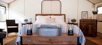 Heated North Carolina Glamping Rental Surrounded by Pisgah National Forest