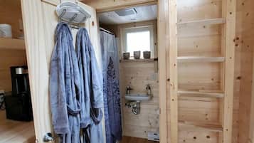 Hair dryer, towels, toilet paper