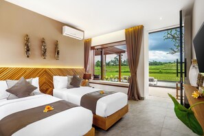 Vila Mewah, pemandangan kolam renang | Brankas, ruang kerja ramah laptop, dan setrika/meja setrika