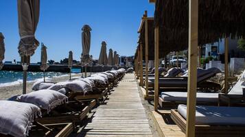 On the beach, white sand, beach bar