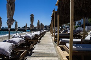 On the beach, white sand, beach bar