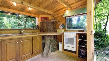 Fridge, oven, stovetop, coffee/tea maker