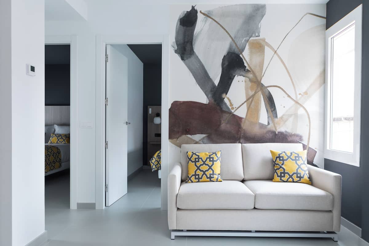 Standard Apartment, 2 Bedrooms, Terrace | Living area | 18-inch Smart TV with digital channels