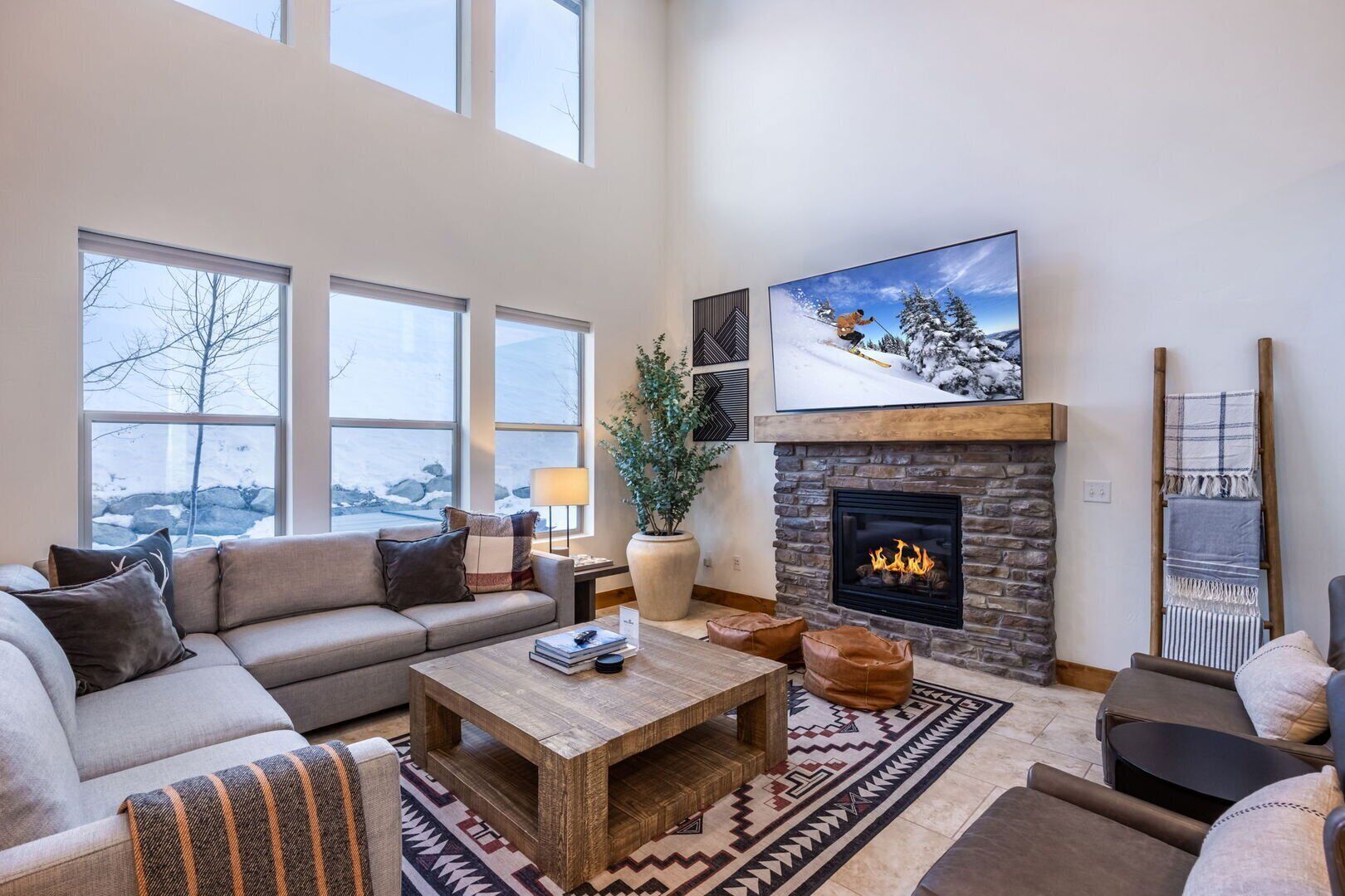 Smart TV, fireplace, video games