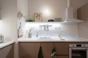 Fridge, oven, stovetop, coffee/tea maker - Cozy 2BR Apartment • Warm, Bright & Steps to Metro (Athens)