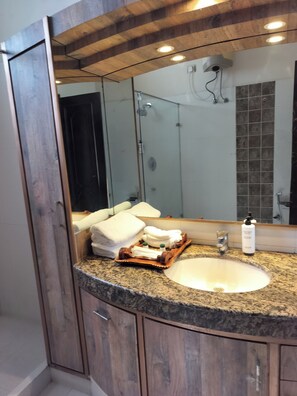Villa | Bathroom | Shower, free toiletries, hair dryer, towels