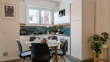 Fridge, microwave, dishwasher
