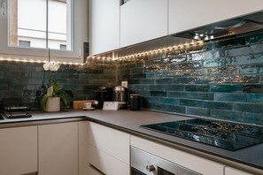 Fridge, microwave, dishwasher