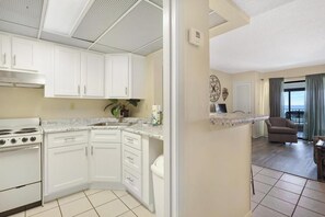 Fridge, microwave, oven, stovetop - Beachfront 2BR + Studio with connecting door (Gulf Shores)