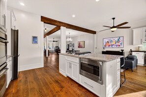 Fridge, microwave, oven, stovetop - Savannah Getaway | Private Pool & Walkability to Everything by Lucky Savannah (Savannah)