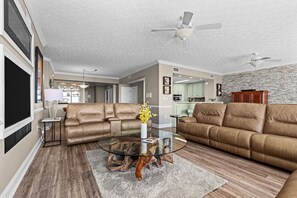 Smart TV, fireplace - The Funky Monkey • Modern Gulf-Front 3BR/3BA • Hidden Dunes (PCB)