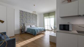 Superior Studio, Balcony, Sea View | In-room safe, blackout drapes, iron/ironing board