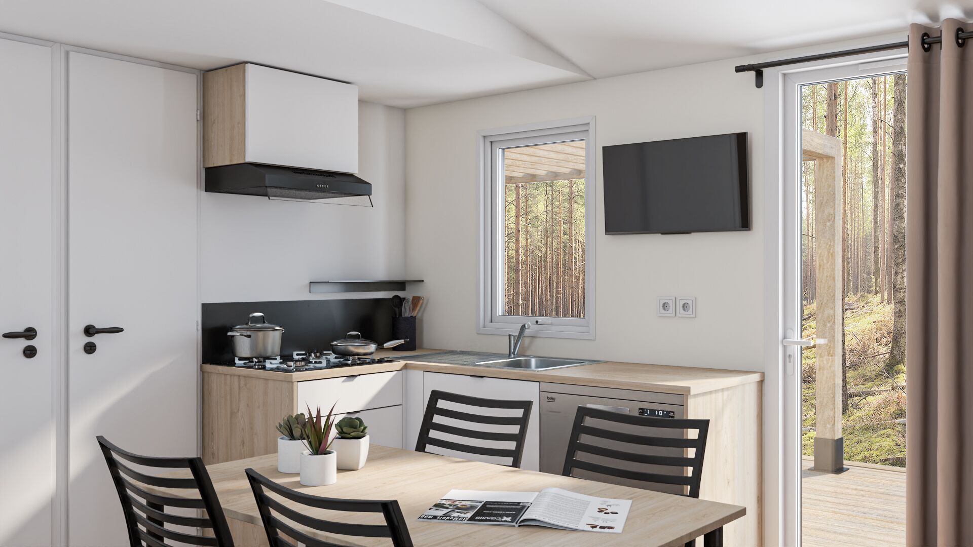 Comfort Bungalow, Garden View | Private kitchen | Full-size fridge, microwave, oven, stovetop