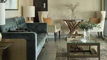 Premium bedding, down comforters, Select Comfort beds, free minibar