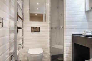 シャワー、ヘアドライヤー、トイレットペーパー