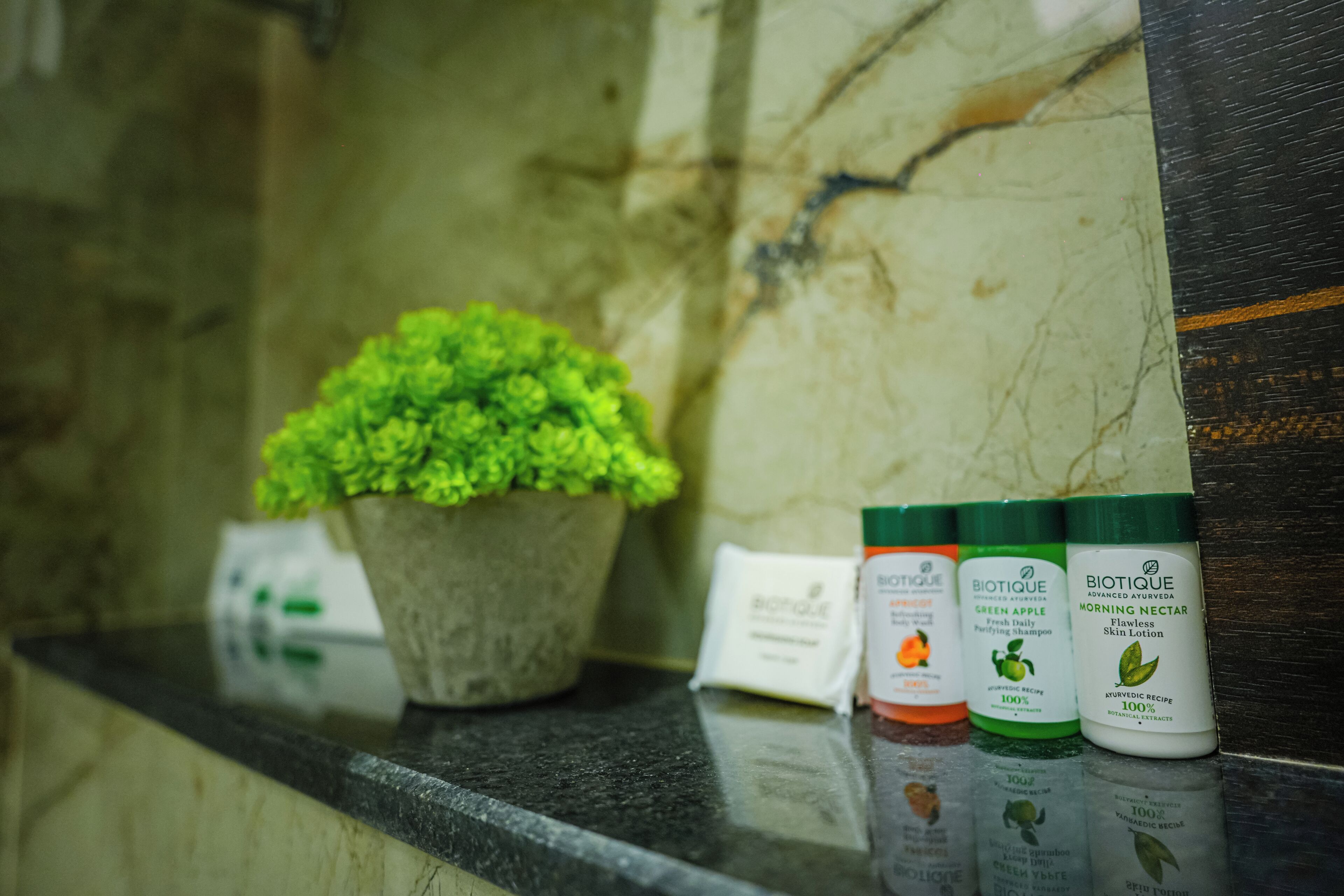 Shower, towels, soap, shampoo