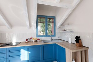 Fridge, microwave, oven, stovetop - Apartment 'Verde Mare' with Sea View, Private Terrace and Wi-Fi (Andora)