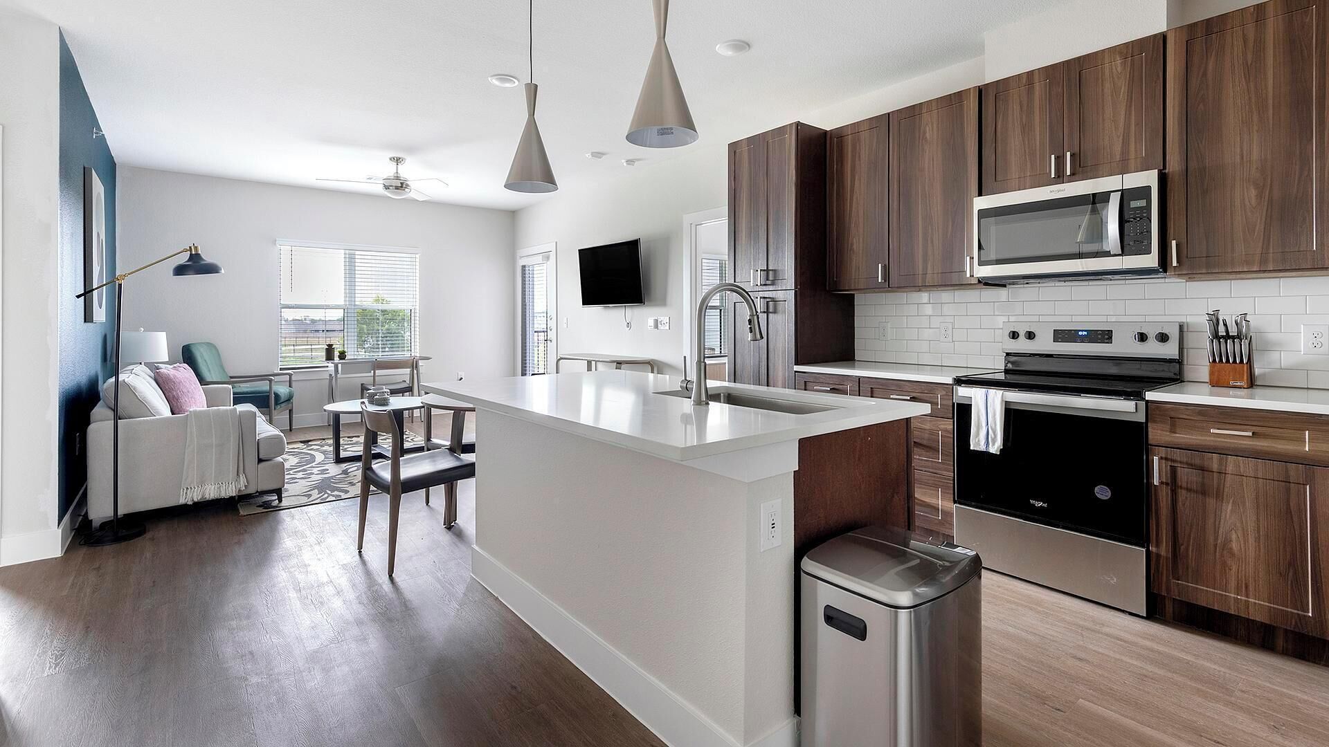 Fridge, dining tables