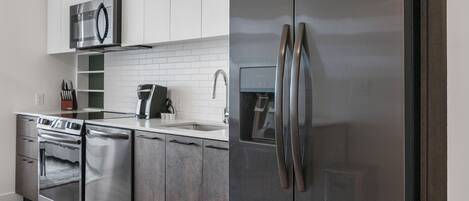 Fridge, dining tables