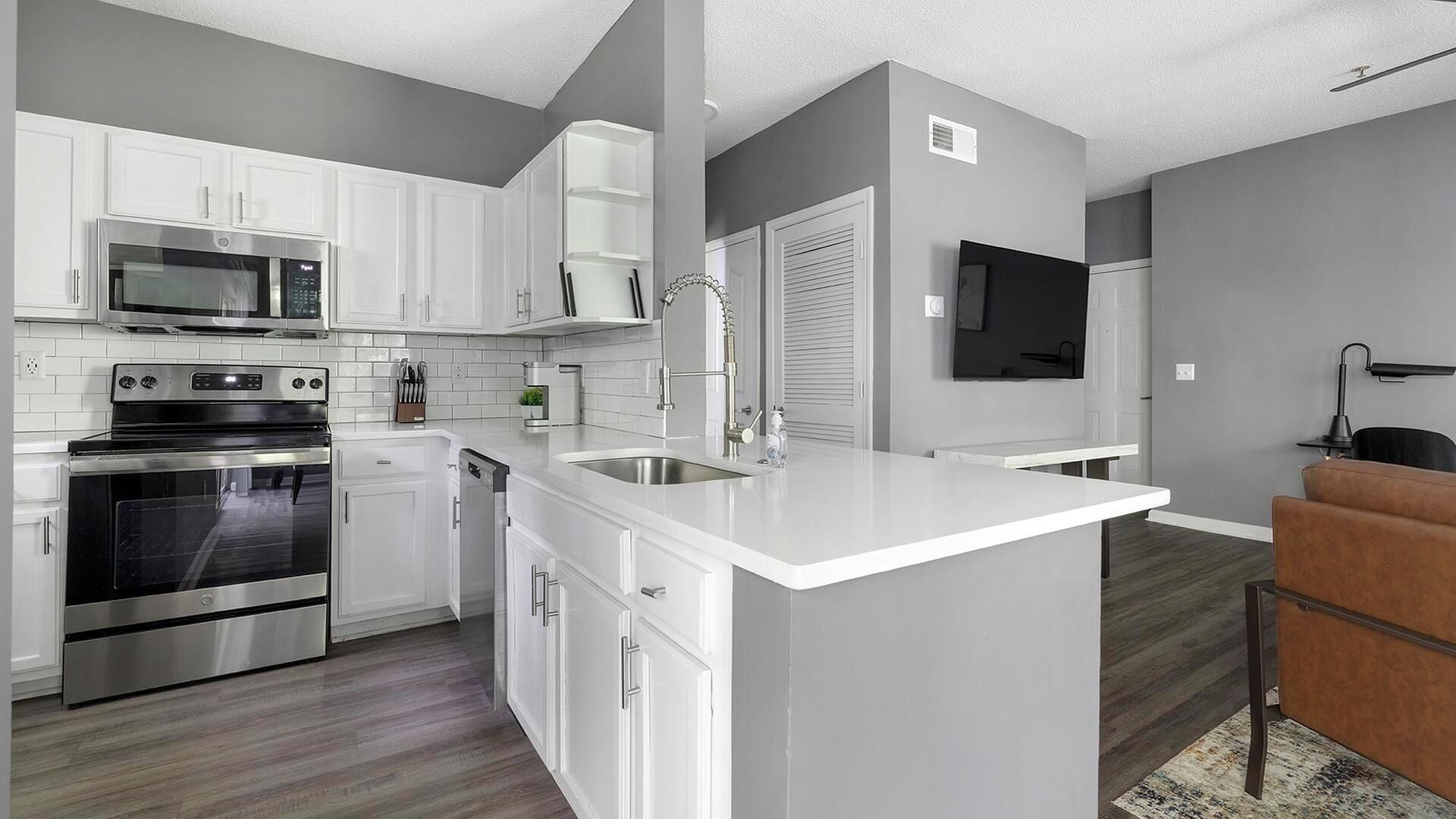 Fridge, dining tables