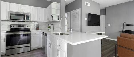 Fridge, dining tables