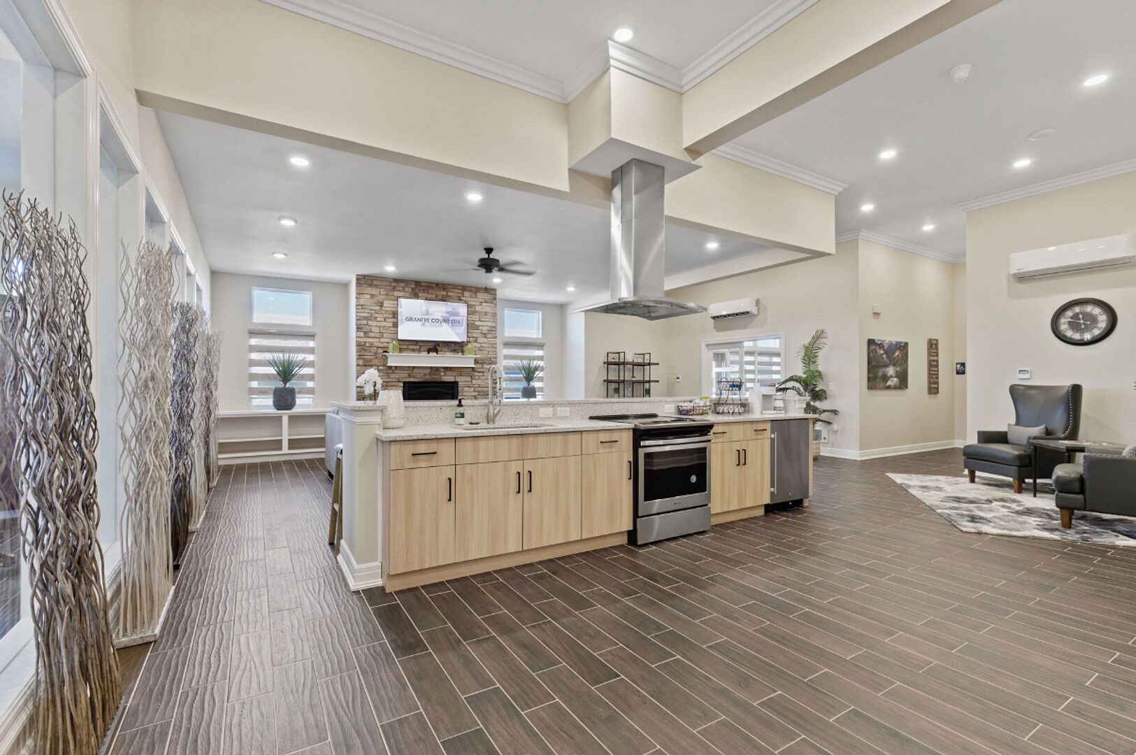 Fridge, dining tables