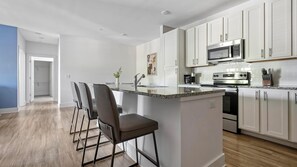 Fridge, dining tables