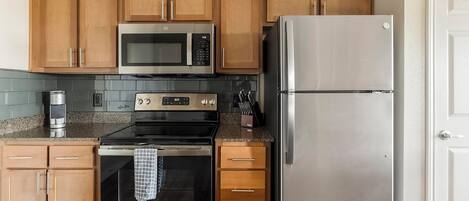 Fridge, dining tables