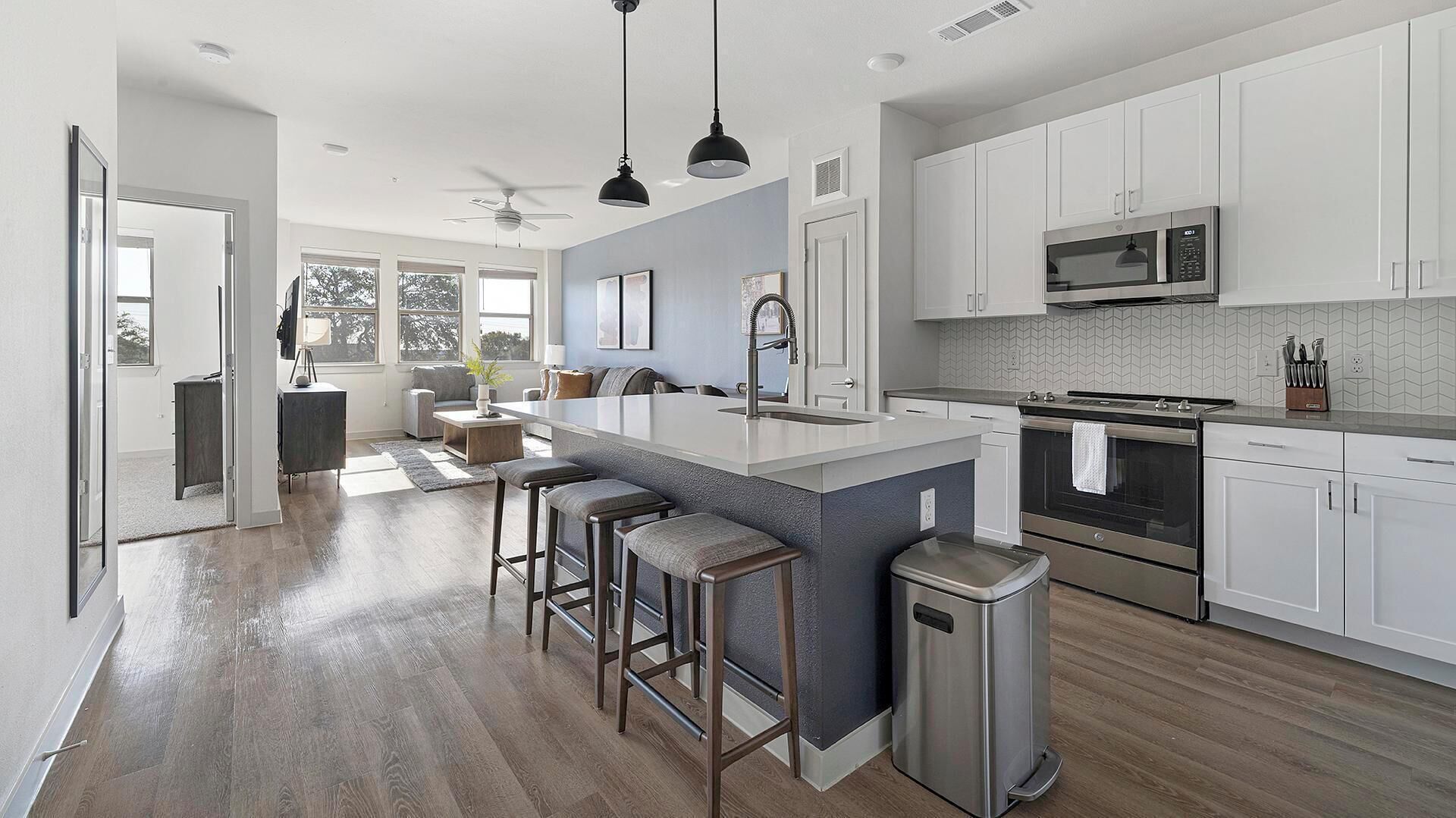 Fridge, dining tables