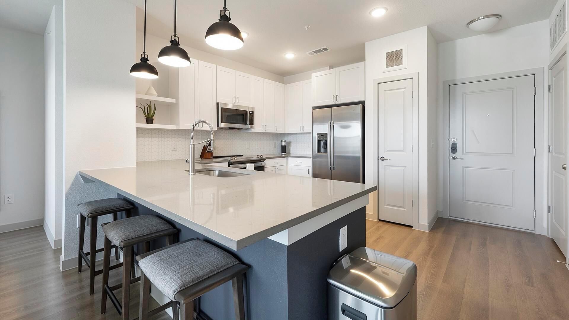 Fridge, dining tables