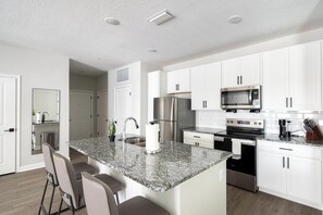 Fridge, dining tables