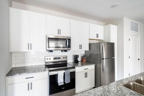 Fridge, dining tables