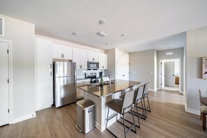 Fridge, dining tables