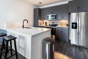 Fridge, dining tables