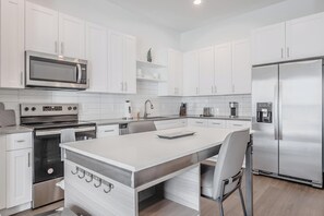 Fridge, dining tables