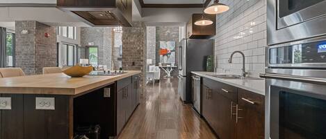 Fridge, dining tables