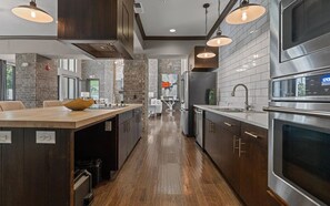 Fridge, dining tables